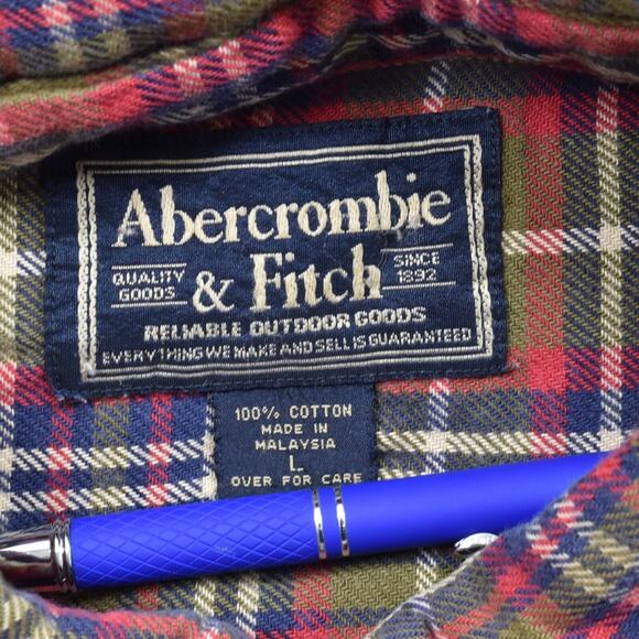Abercrombie & Fitch Men's L Button Shirt Long Sleeve Plaid Multicolor Quality - Picture 5 of 8